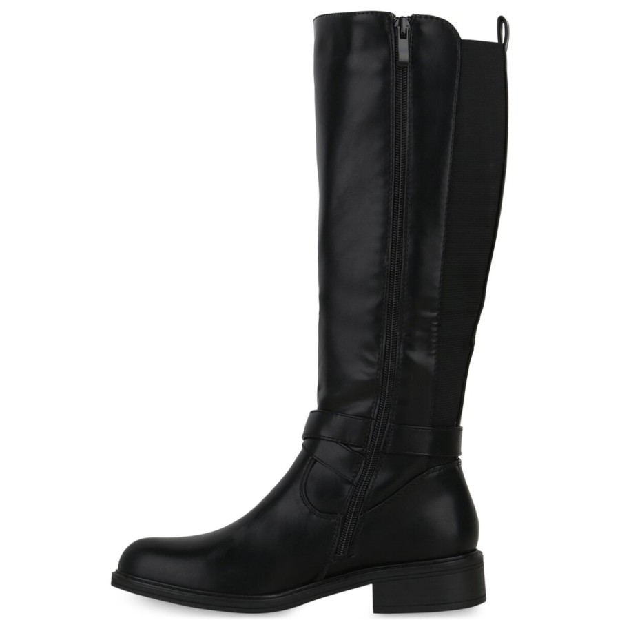 Damenschuhe Stiefelparadies | Damen Bikerstiefel In Schwarz