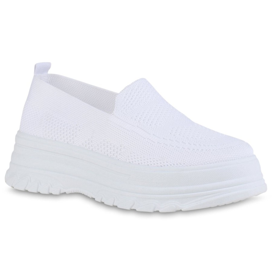 Damenschuhe Stiefelparadies | Damen Slip Ons In Weiss