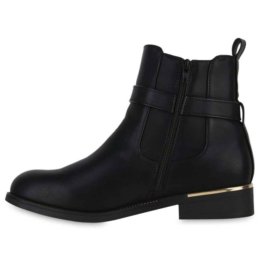 Damenschuhe Stiefelparadies | Damen Ubergrosen Biker Boots In Schwarz