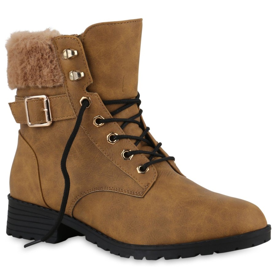 Damenschuhe Stiefelparadies | Damen Worker Boots In Hellbraun