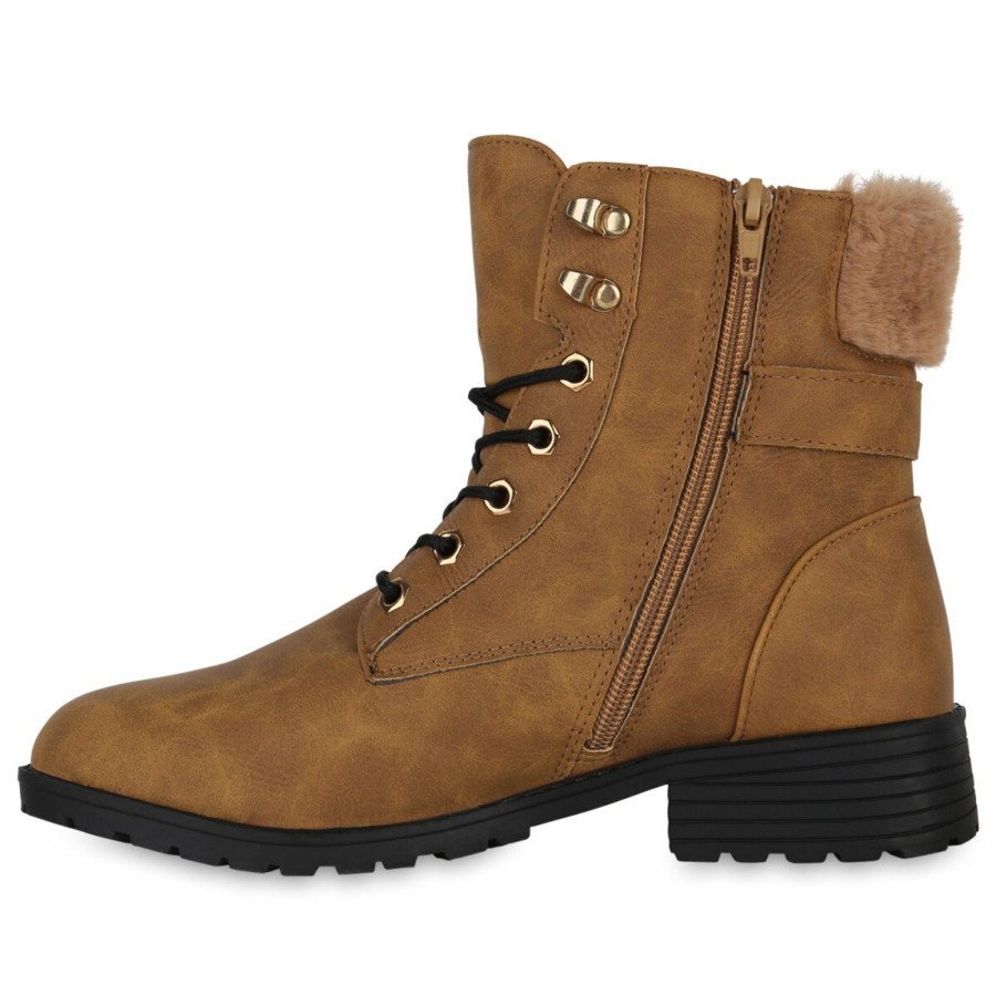 Damenschuhe Stiefelparadies | Damen Worker Boots In Hellbraun