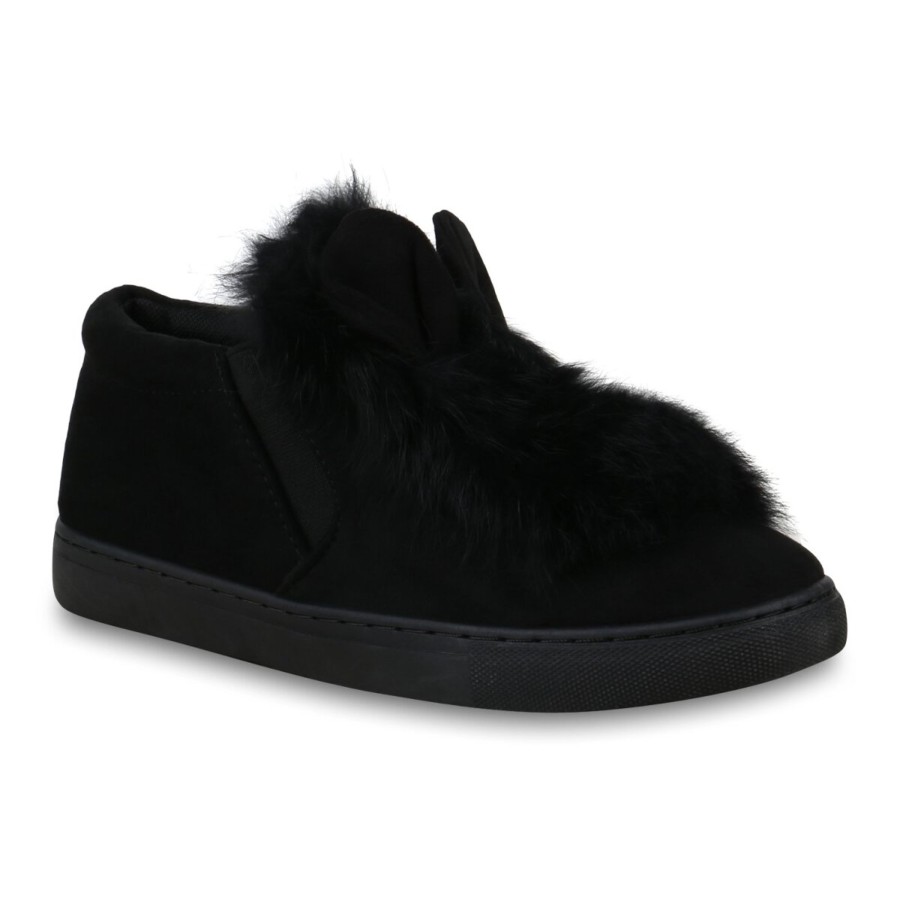 Damenschuhe Stiefelparadies | Damen Slip Ons In Schwarz