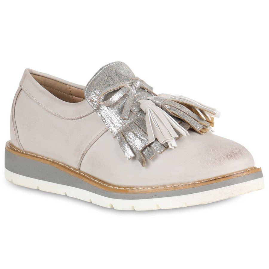 Damenschuhe Stiefelparadies | Damen Loafers In Hellgrau