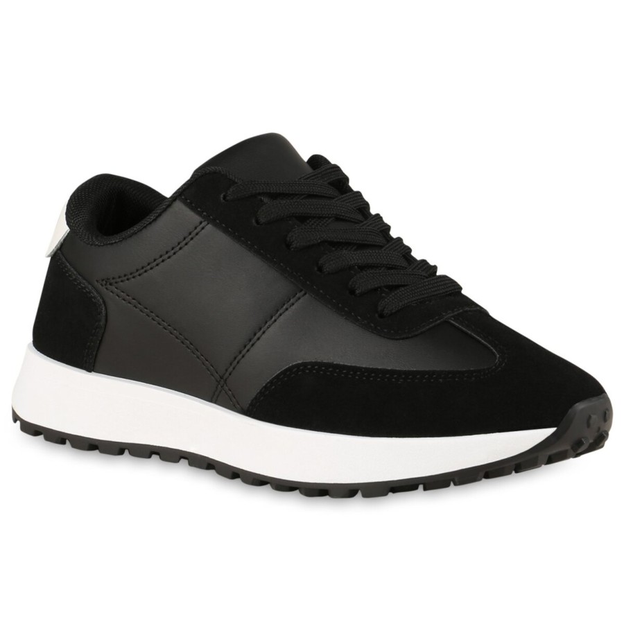 Damenschuhe Stiefelparadies | Damen Plateau Sneaker In Schwarz