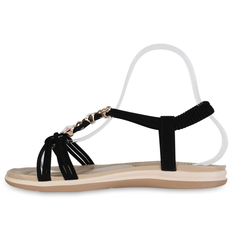 Damenschuhe Stiefelparadies | Damen Riemchensandalen In Schwarz