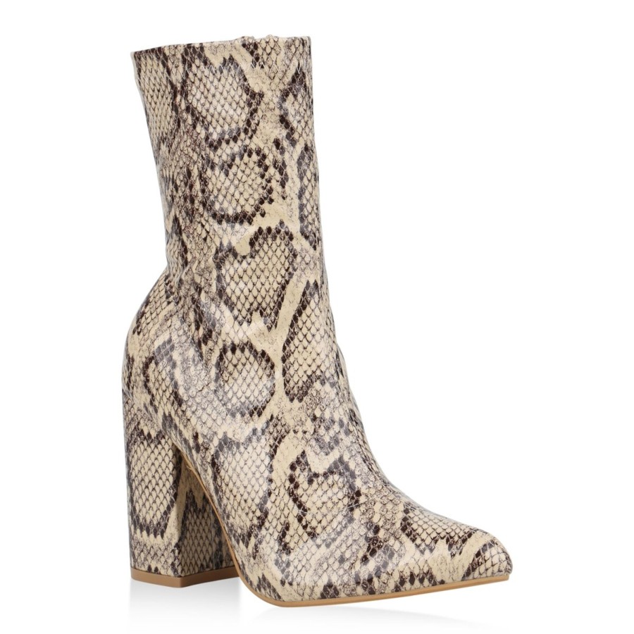 Damenschuhe Stiefelparadies | Damen High Heels In Beige Braun Snake