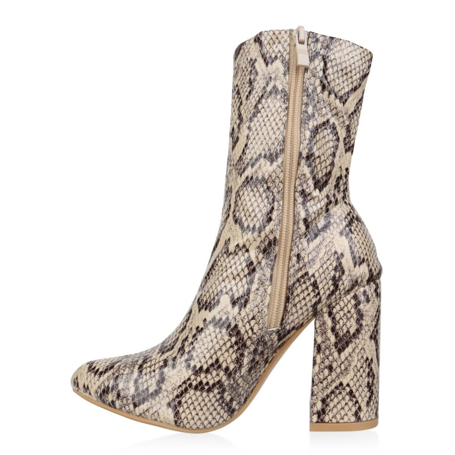 Damenschuhe Stiefelparadies | Damen High Heels In Beige Braun Snake