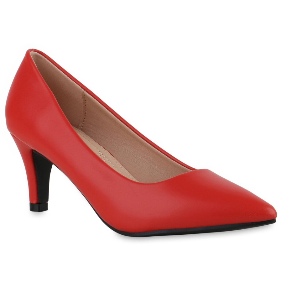 Damenschuhe Stiefelparadies | Damen Spitze Pumps In Rot