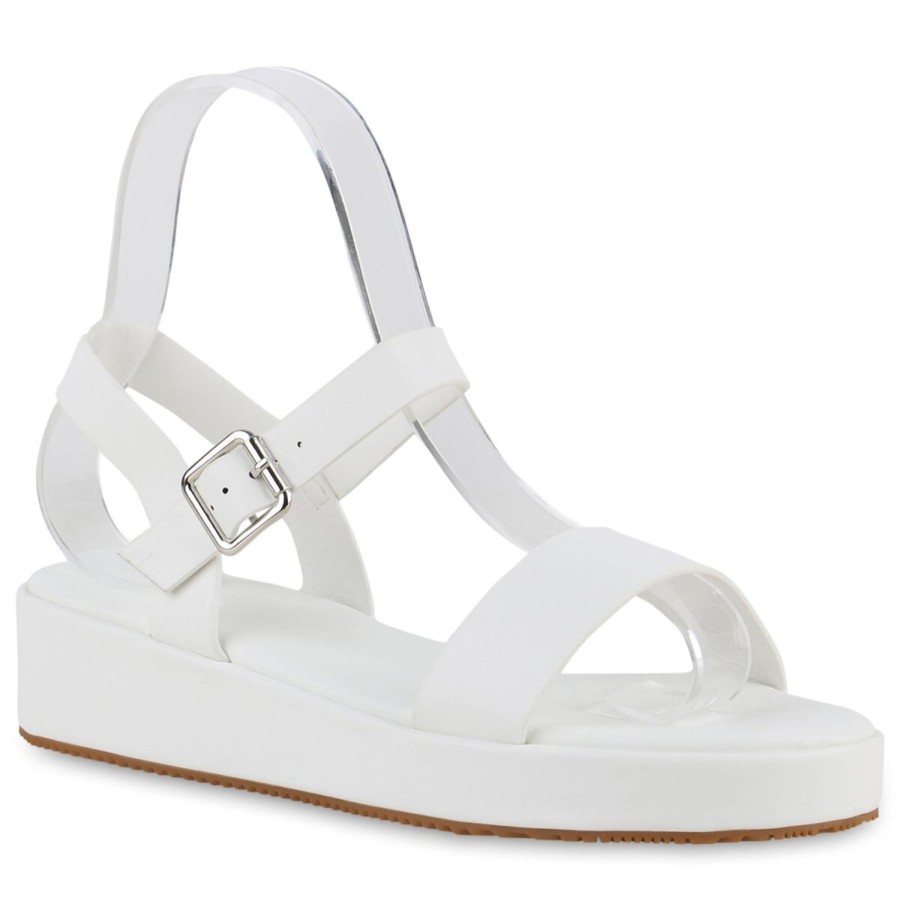 Damenschuhe Stiefelparadies | Damen Keilsandaletten In White