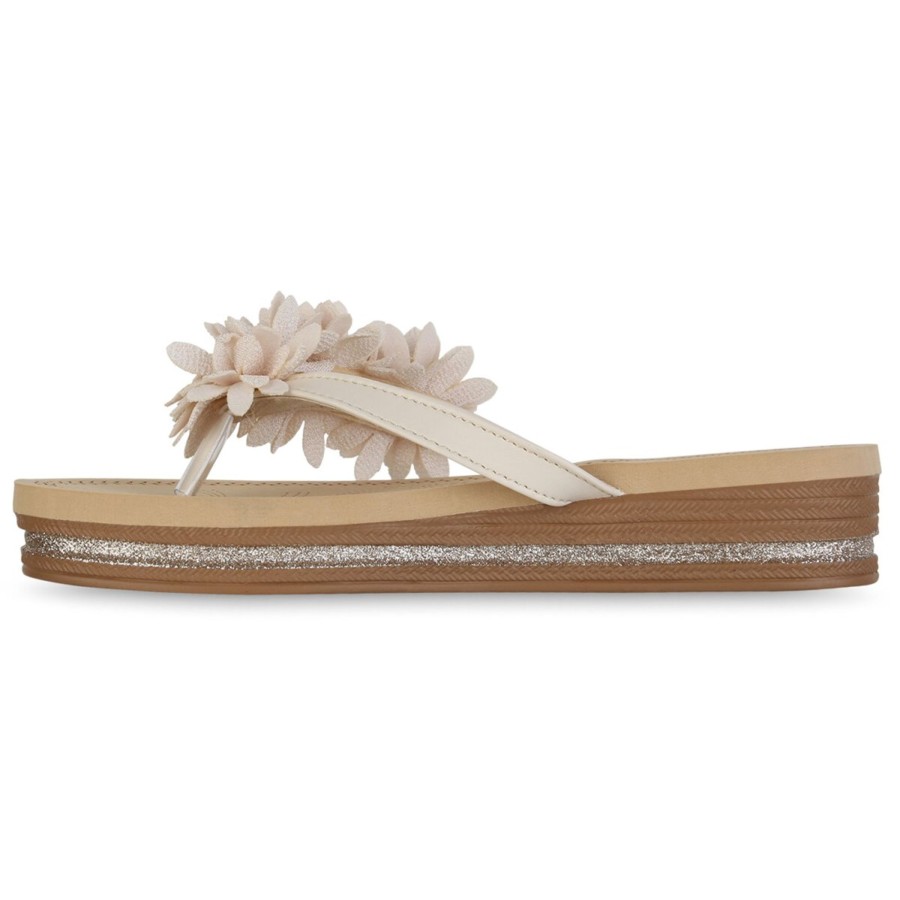 Damenschuhe Stiefelparadies | Damen Zehentrenner In Beige