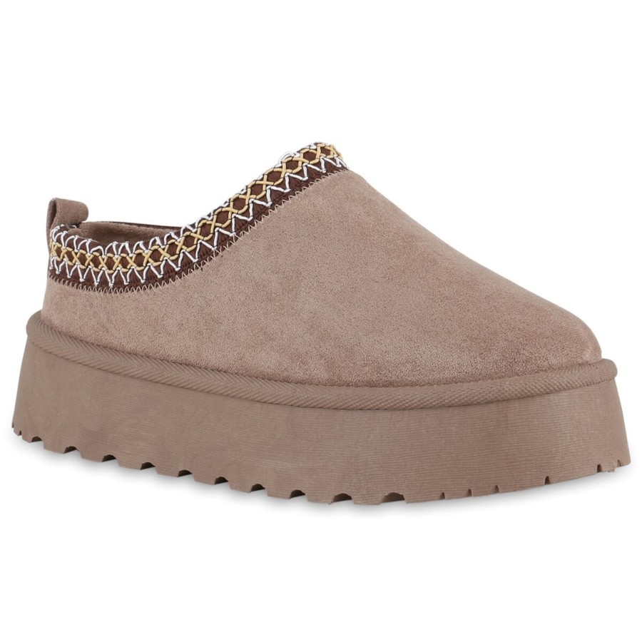 Damenschuhe Stiefelparadies | Damen Pantoffeln In Taupe