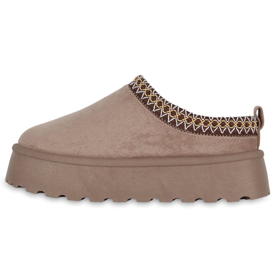 Damenschuhe Stiefelparadies | Damen Pantoffeln In Taupe