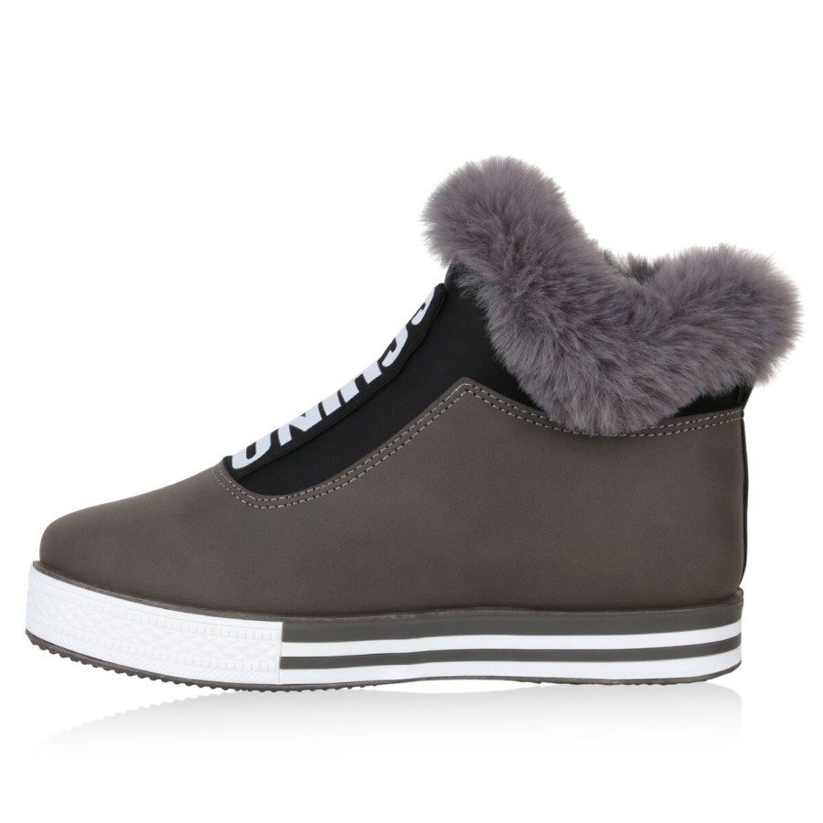 Damenschuhe Stiefelparadies | Damen Plateau Sneaker In Grau