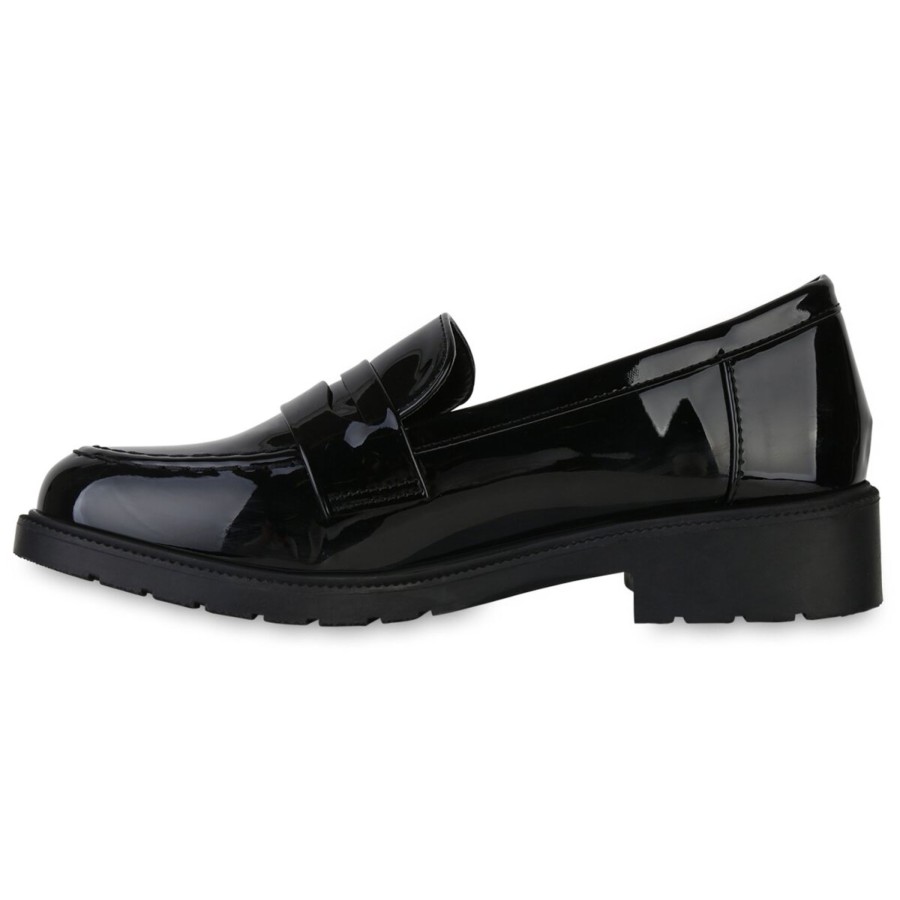 Damenschuhe Stiefelparadies | Damen Loafers In Schwarz Lack