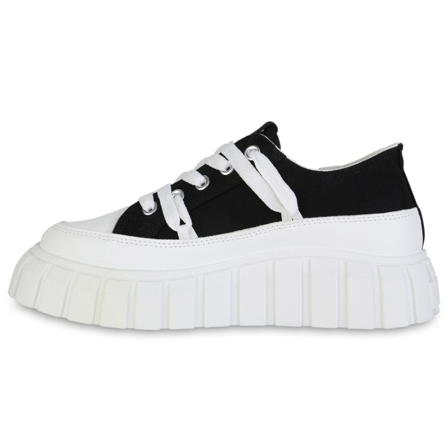 Damenschuhe Stiefelparadies | Damen Plateau Sneaker In Schwarz