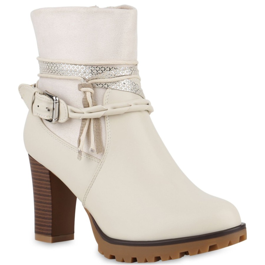 Damenschuhe Stiefelparadies | Damen Biker Boots In Beige