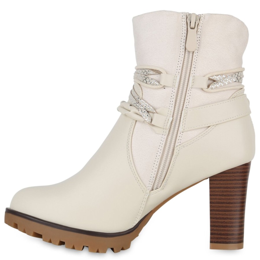 Damenschuhe Stiefelparadies | Damen Biker Boots In Beige