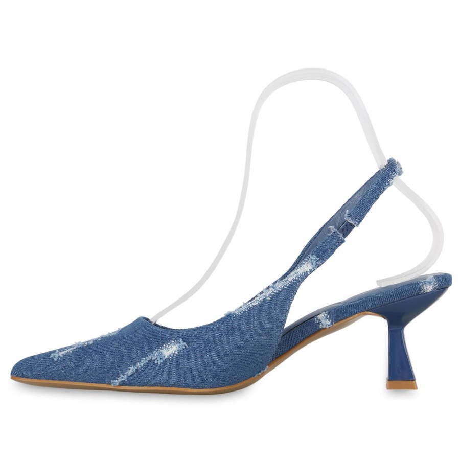 Damenschuhe Stiefelparadies | Damen Slingpumps In Dunkelblau