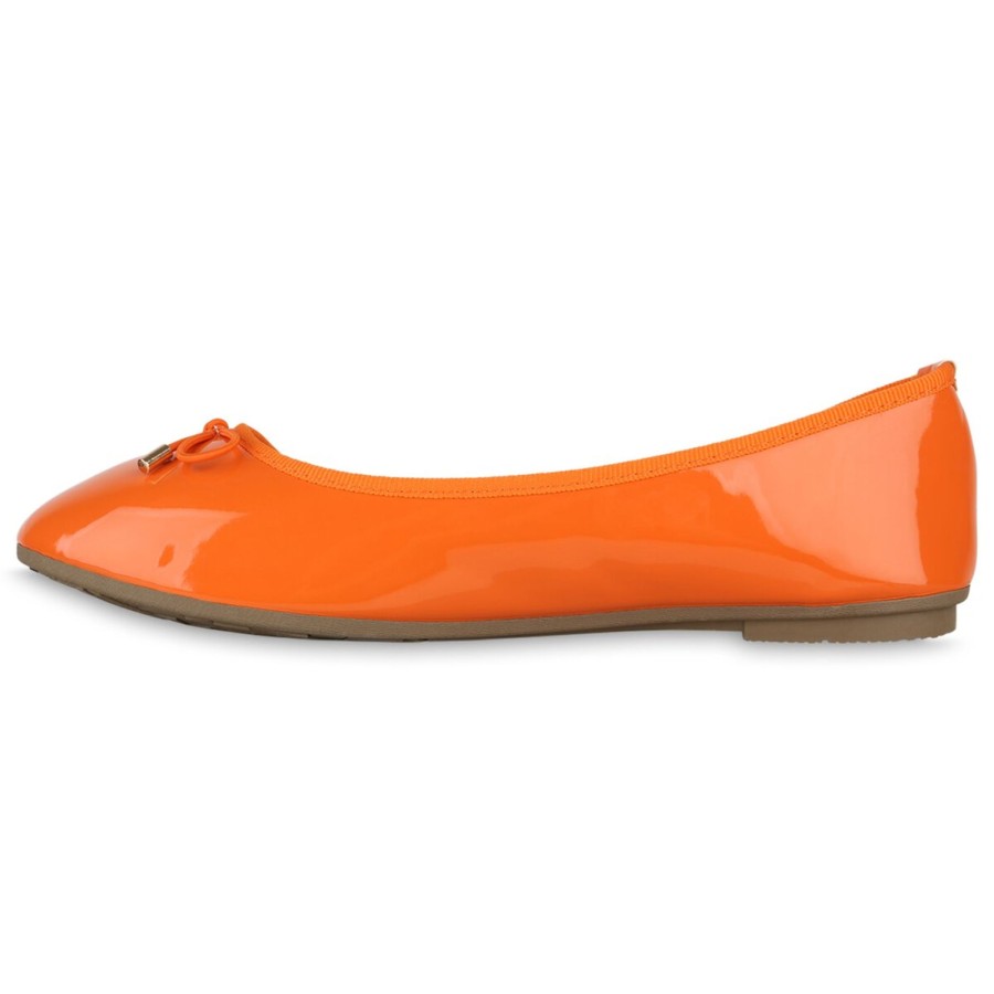 Damenschuhe Stiefelparadies | Damen Klassische Ballerinas In Orange Lack