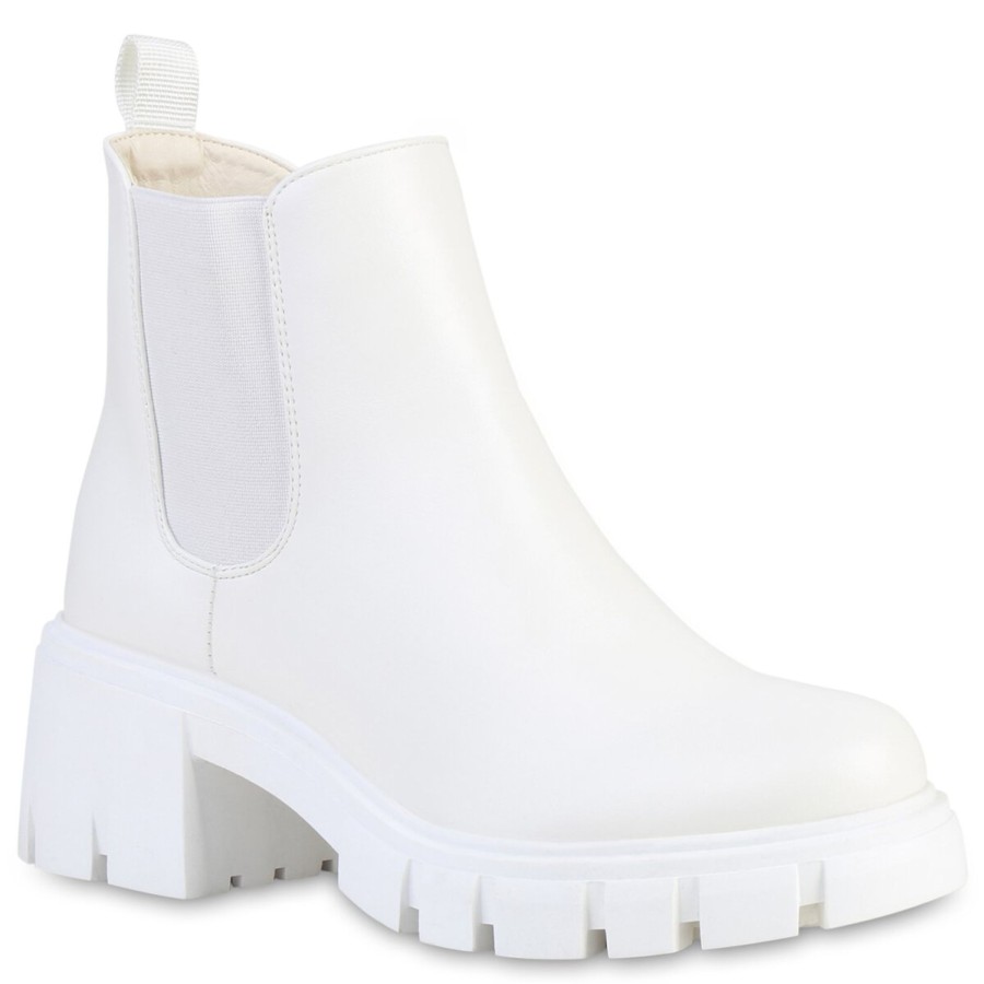 Damenschuhe Stiefelparadies | Damen Klassische Stiefeletten In Weiss