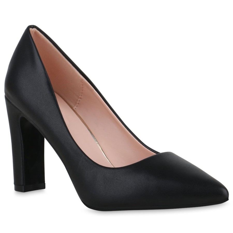 Damenschuhe Stiefelparadies | Damen Spitze Pumps In Schwarz