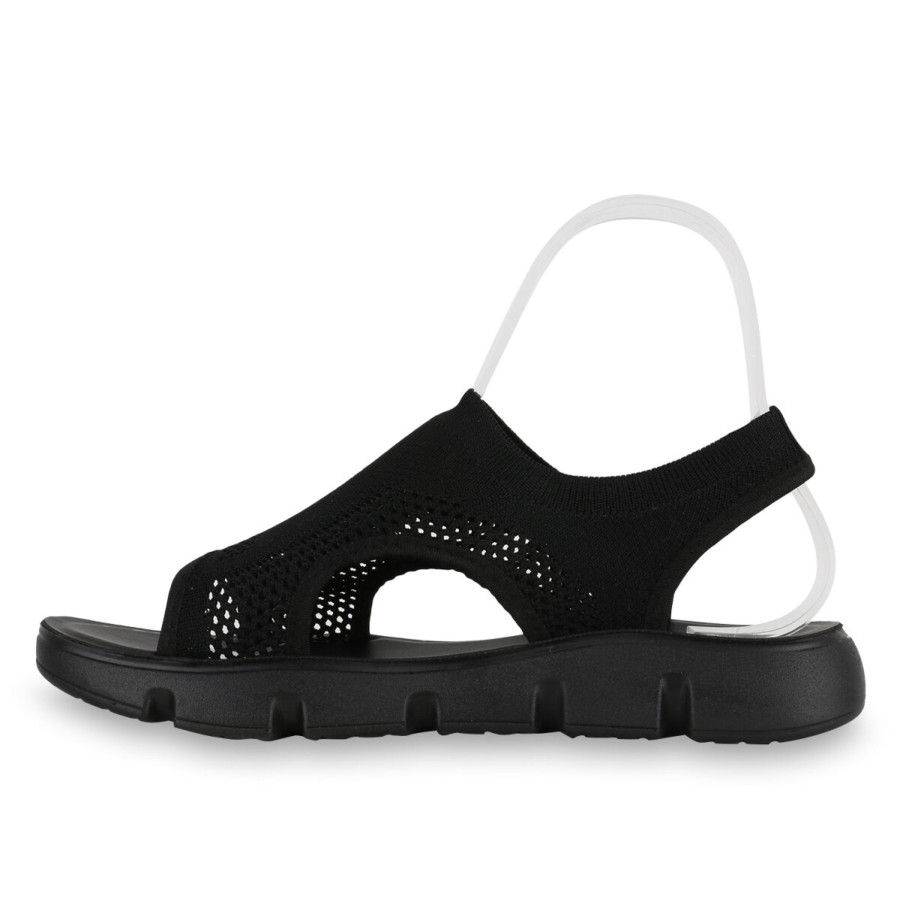 Damenschuhe Stiefelparadies | Damen Komfort Sandalen In Schwarz