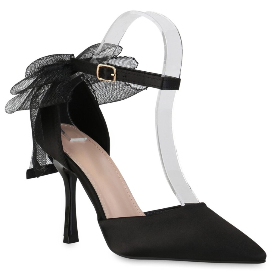 Damenschuhe Stiefelparadies | Damen Spitze Pumps In Schwarz