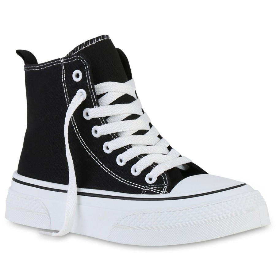 Damenschuhe Stiefelparadies | Damen Sneaker High In Schwarz