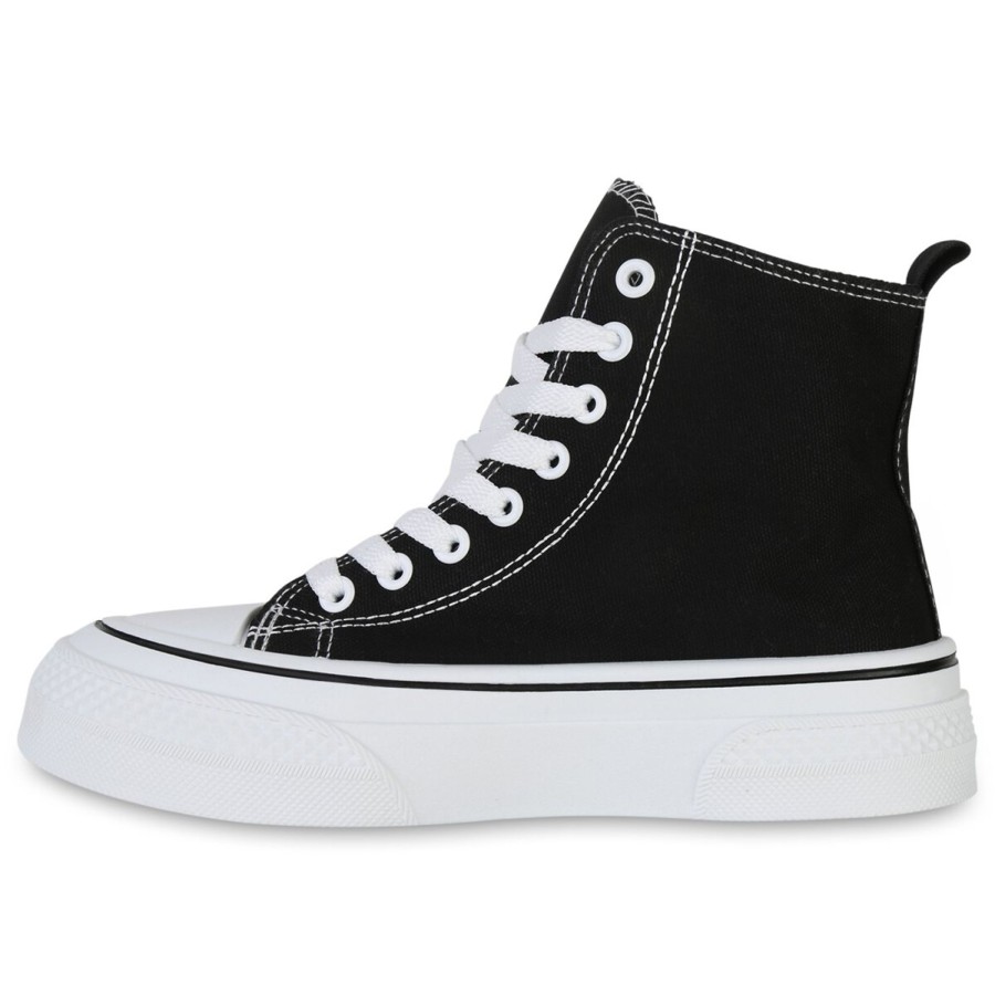 Damenschuhe Stiefelparadies | Damen Sneaker High In Schwarz