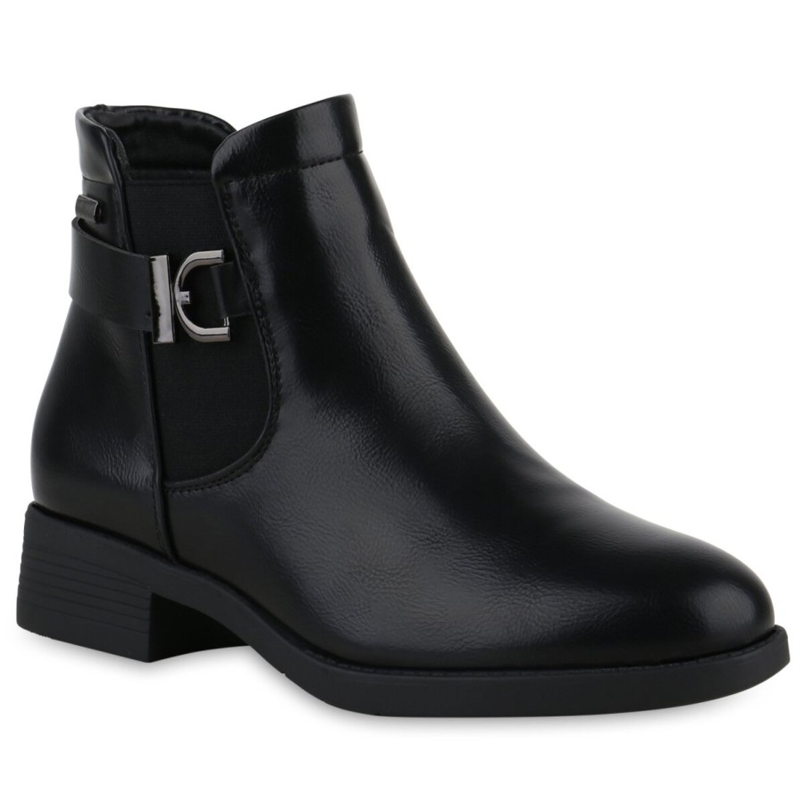 Damenschuhe Stiefelparadies | Damen Klassische Stiefeletten In Schwarz