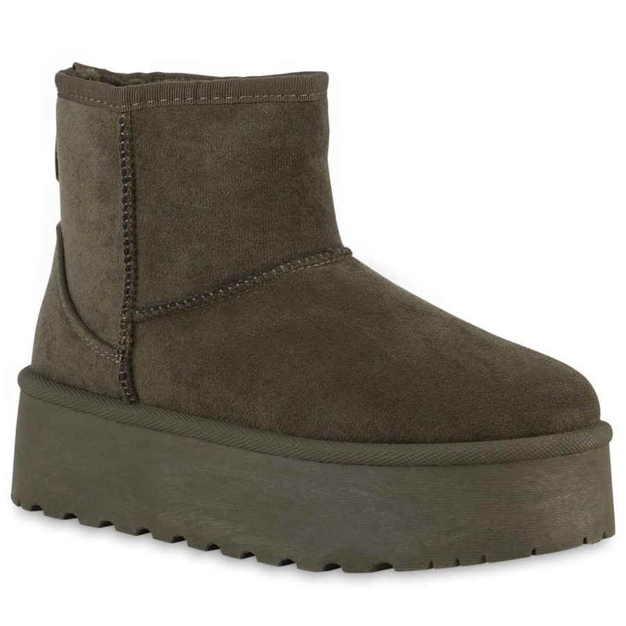 Damenschuhe Stiefelparadies | Damen Winter Boots In Olivgrun