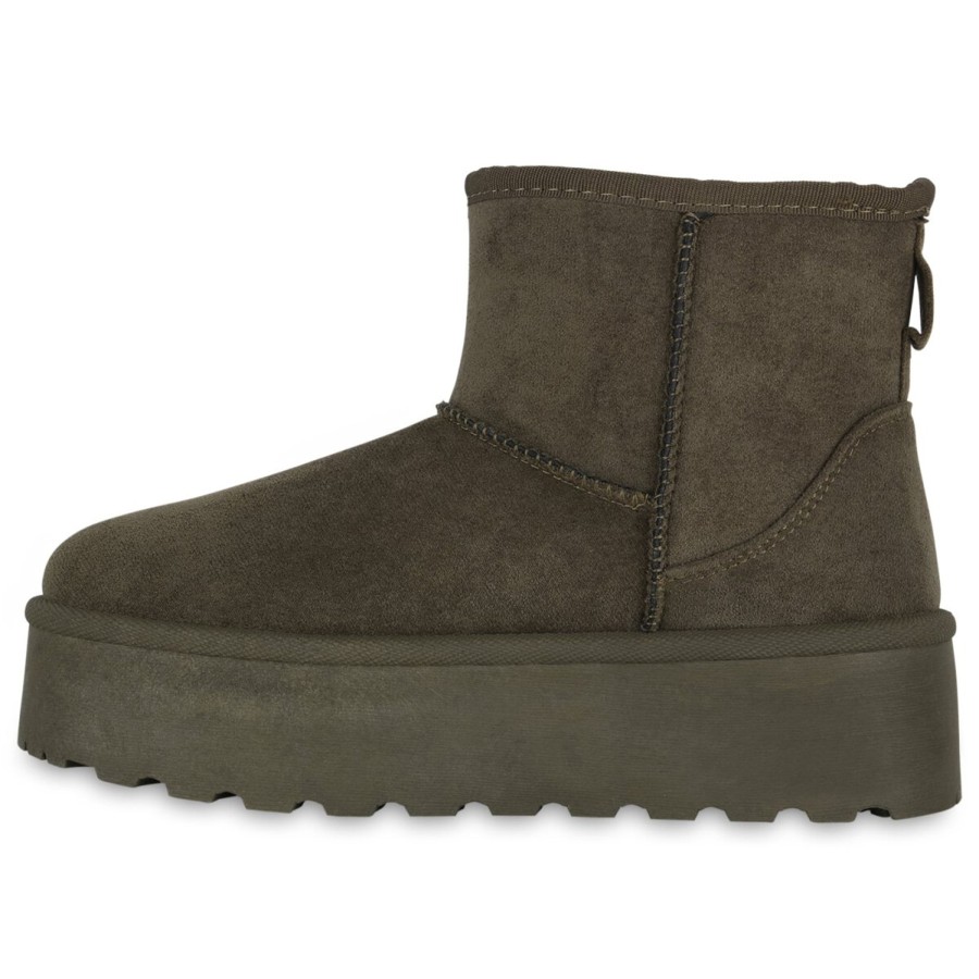 Damenschuhe Stiefelparadies | Damen Winter Boots In Olivgrun