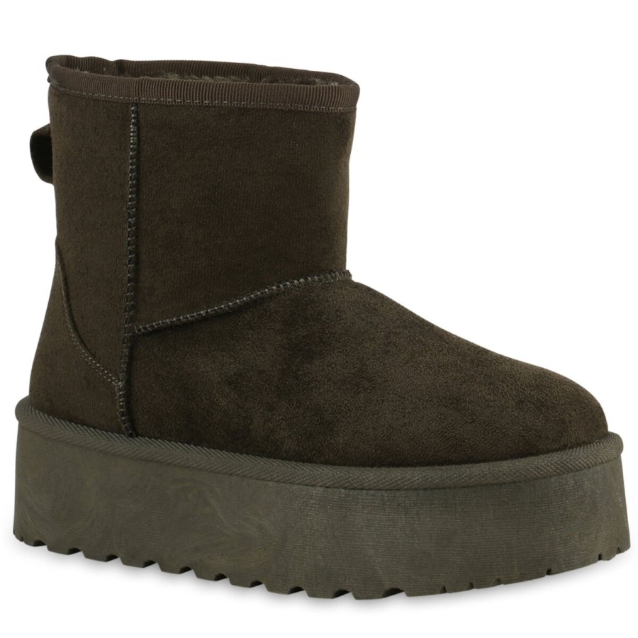 Damenschuhe Stiefelparadies | Damen Winter Boots In Olivgrun