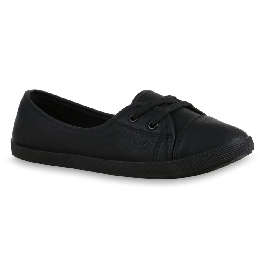 Damenschuhe Stiefelparadies | Damen Sportliche Ballerinas In Schwarz