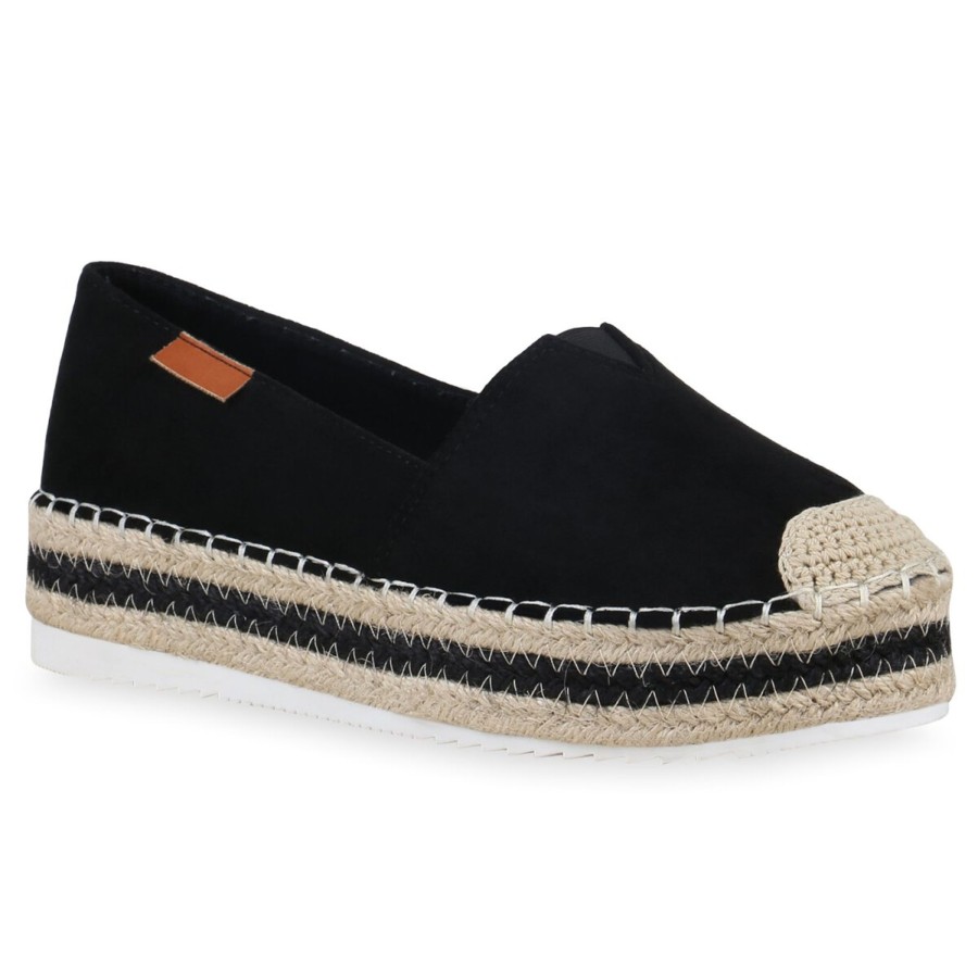 Damenschuhe Stiefelparadies | Damen Espadrilles In Schwarz