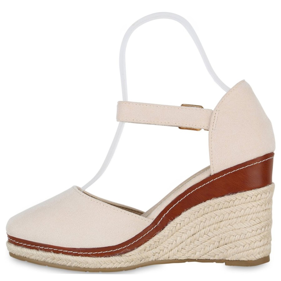 Damenschuhe Stiefelparadies | Damen Keilsandaletten In Beige