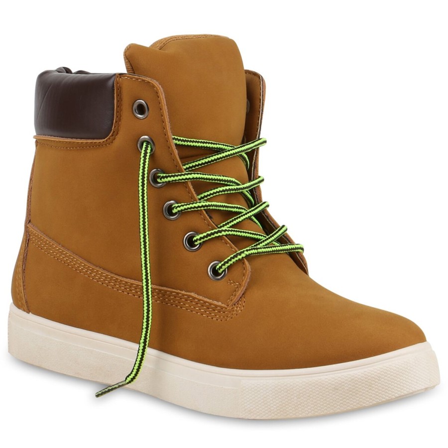 Damenschuhe Stiefelparadies | Damen Sneaker High In Hellbraun