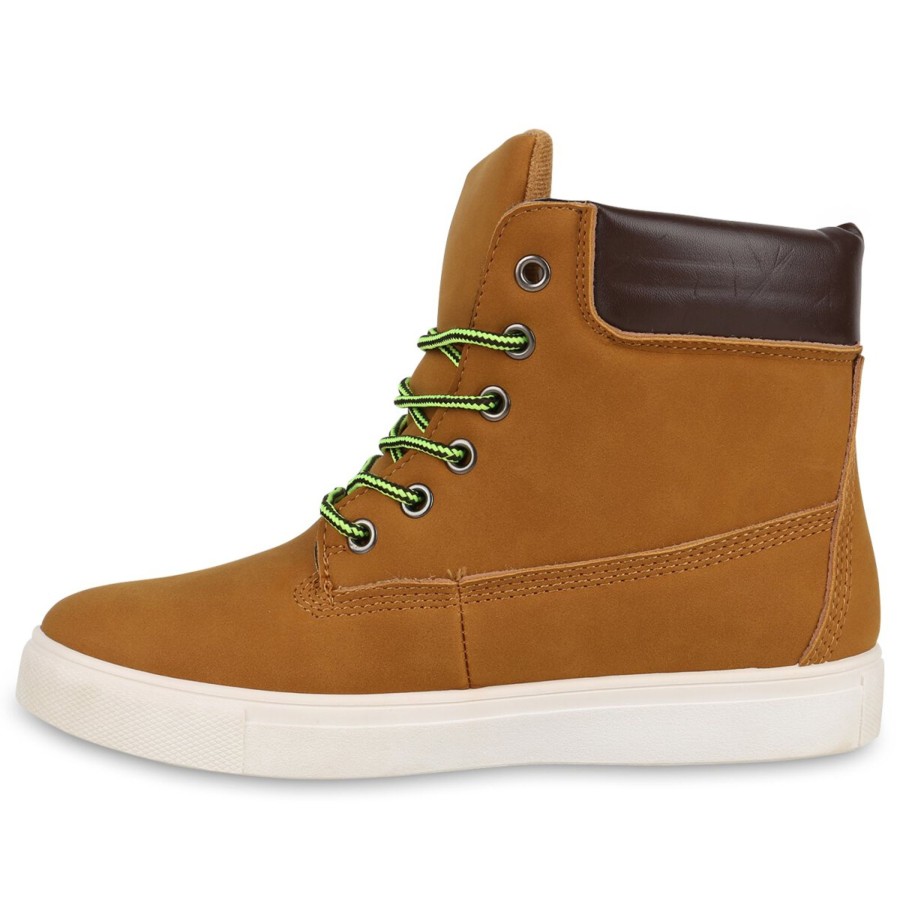 Damenschuhe Stiefelparadies | Damen Sneaker High In Hellbraun