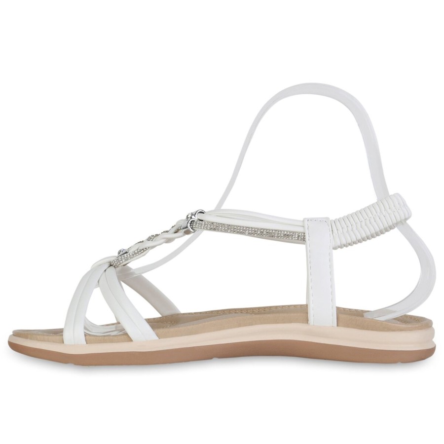 Damenschuhe Stiefelparadies | Damen Riemchensandalen In Weiss