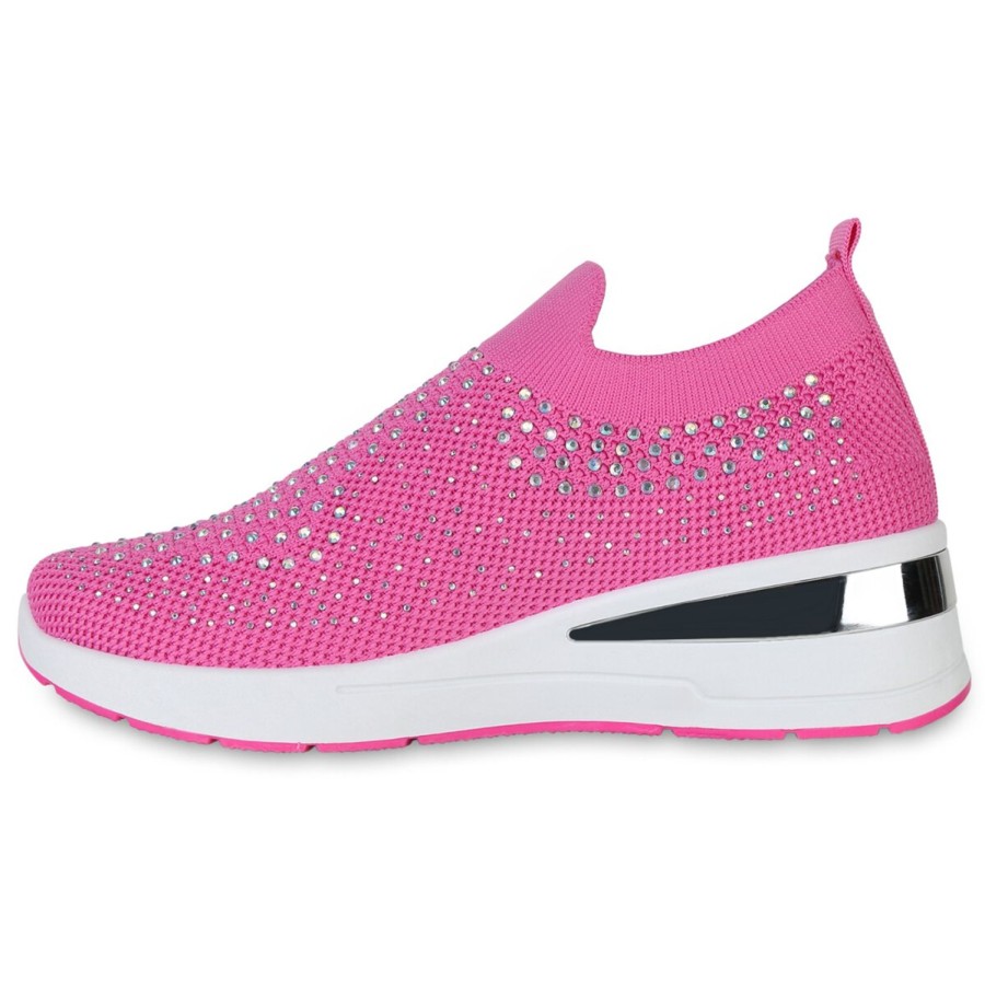 Damenschuhe Stiefelparadies | Damen Slip Ons In Fuchsia