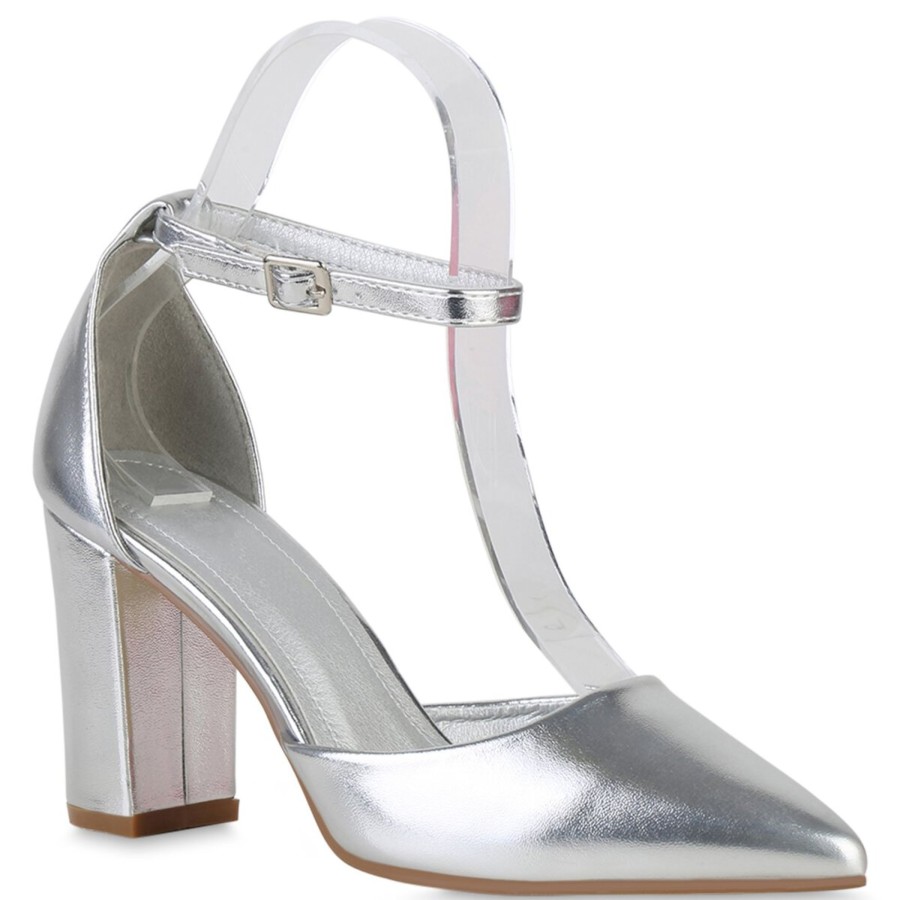 Damenschuhe Stiefelparadies | Damen Spitze Pumps In Silber