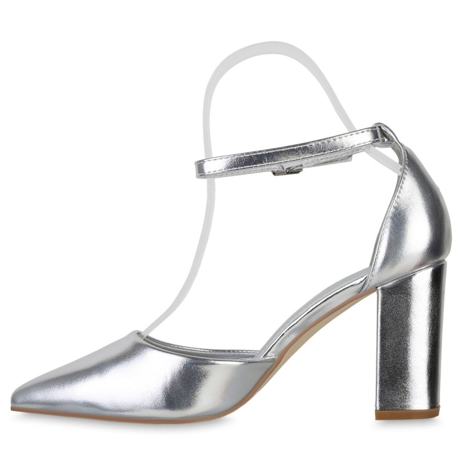 Damenschuhe Stiefelparadies | Damen Spitze Pumps In Silber