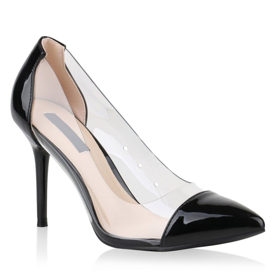 Damenschuhe Stiefelparadies | Damen Spitze Pumps In Schwarz