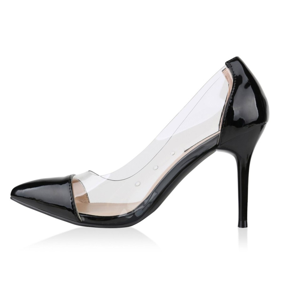 Damenschuhe Stiefelparadies | Damen Spitze Pumps In Schwarz