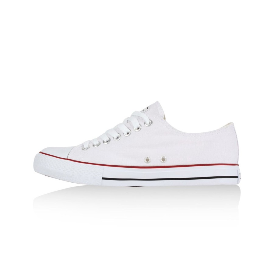 Herrenschuhe Stiefelparadies | Herren Sneaker Low In Weiss Rotstreifen Lucky