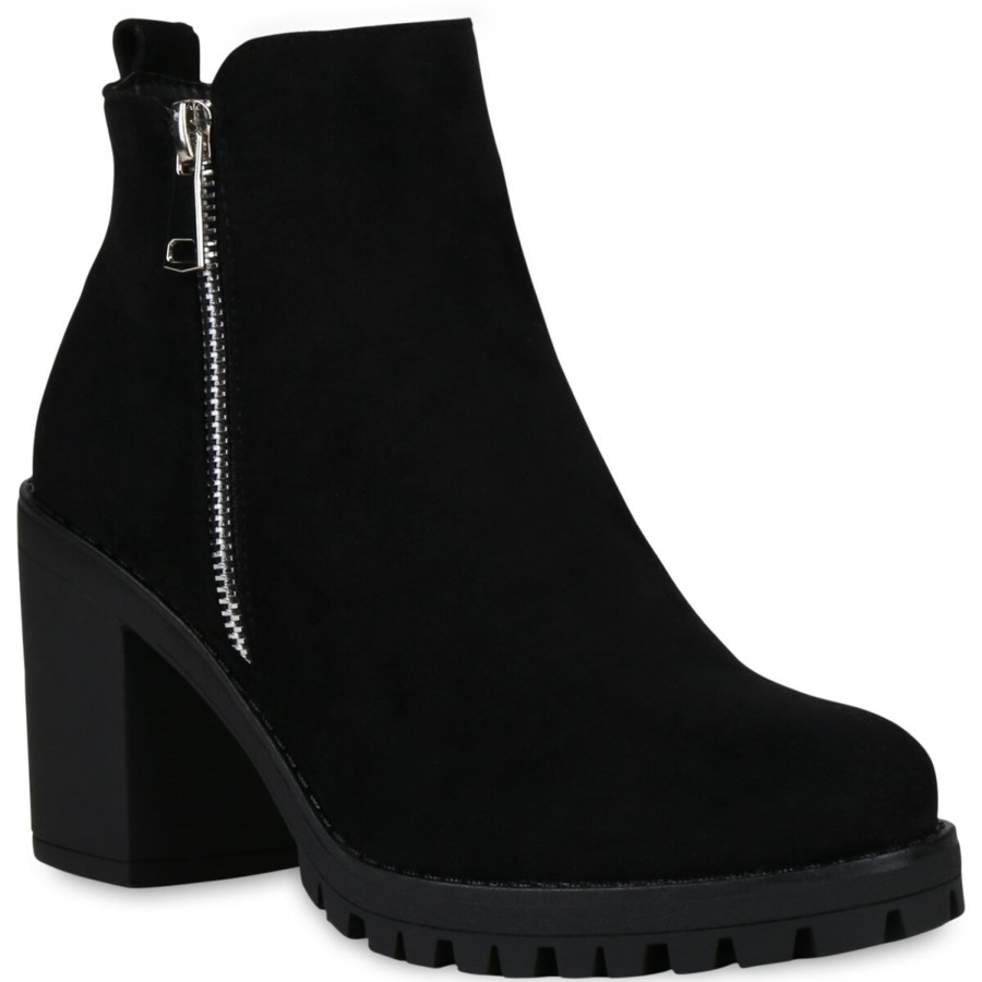 Damenschuhe Stiefelparadies | Damen Plateau Boots In Schwarz