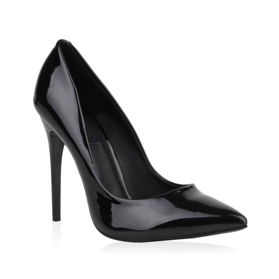 Damenschuhe Stiefelparadies | Damen Spitze Pumps In Schwarz