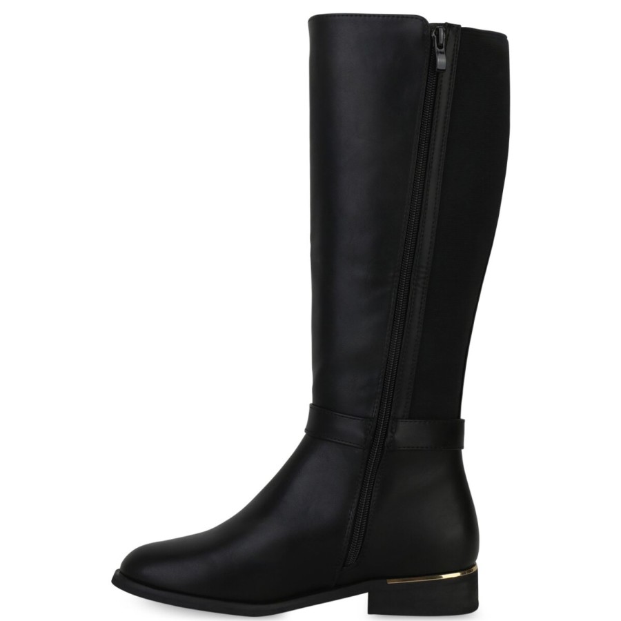 Damenschuhe Stiefelparadies | Damen Reiterstiefel In Schwarz