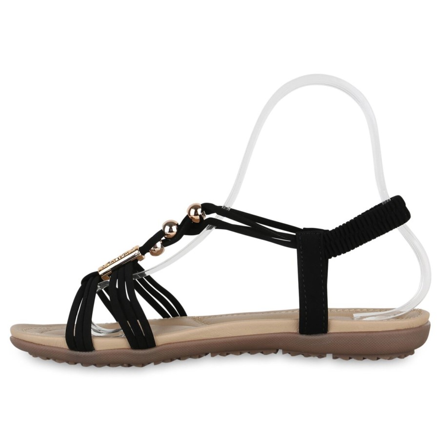 Damenschuhe Stiefelparadies | Damen Riemchensandalen In Schwarz