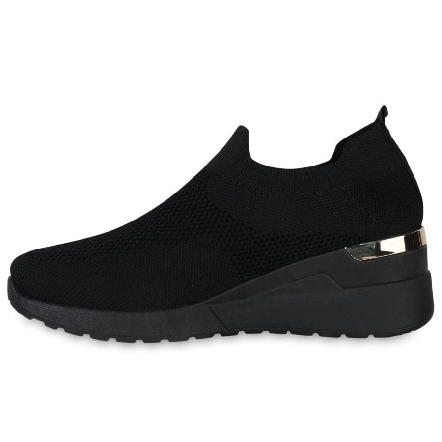 Damenschuhe Stiefelparadies | Damen Slip Ons In Schwarz